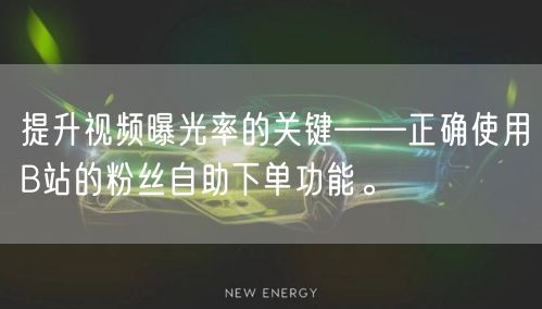 提升视频曝光率的关键——正确使用B站的粉丝自助下单功能。