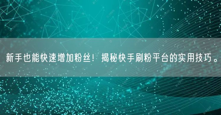 新手也能快速增加粉丝！揭秘快手刷粉平台的实用技巧。