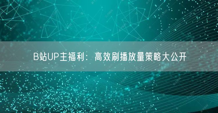 B站UP主福利：高效刷播放量策略大公开